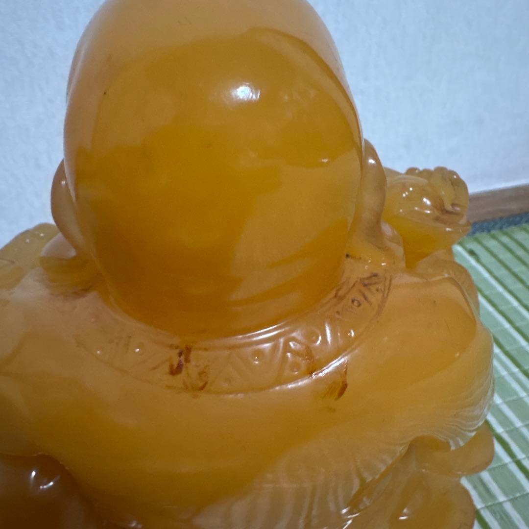 七福神　布袋様　置物　イエロー ストーン　翡翠　風水　インテリア