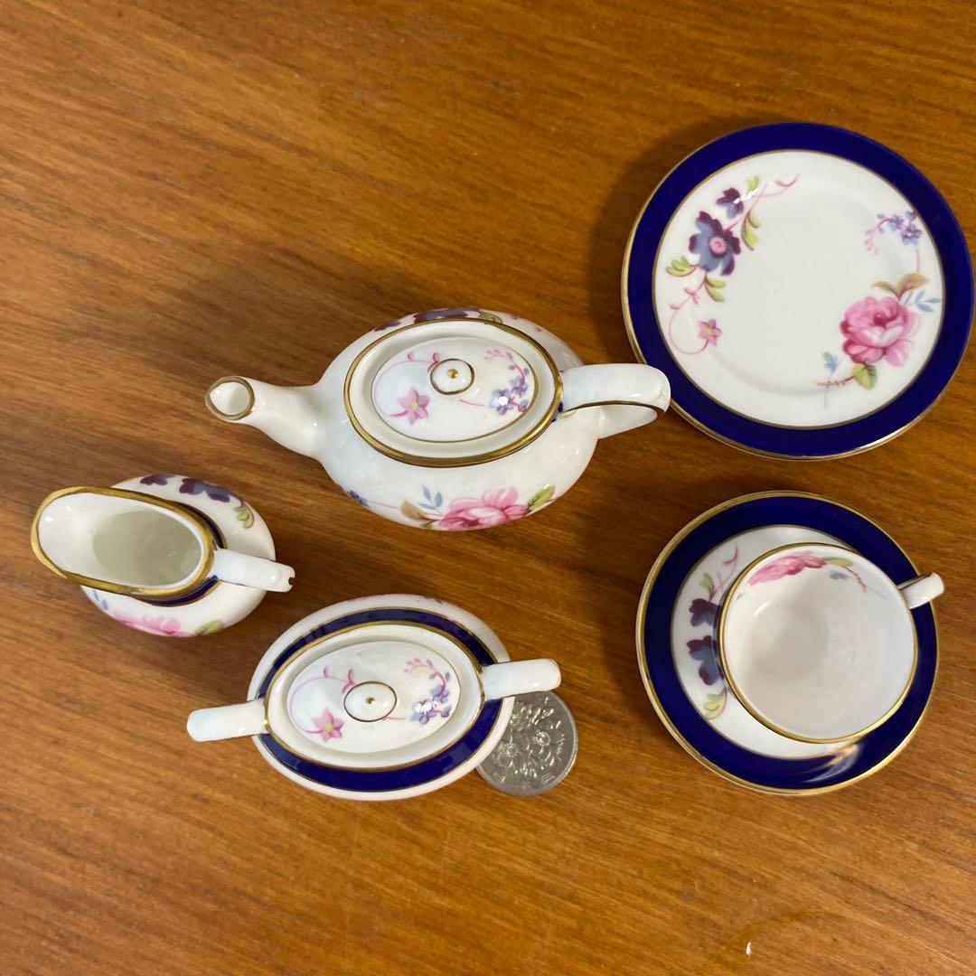 コールポート ミニチュア　コバルト　ローズ　ティーセット　ティタニア　チタニア