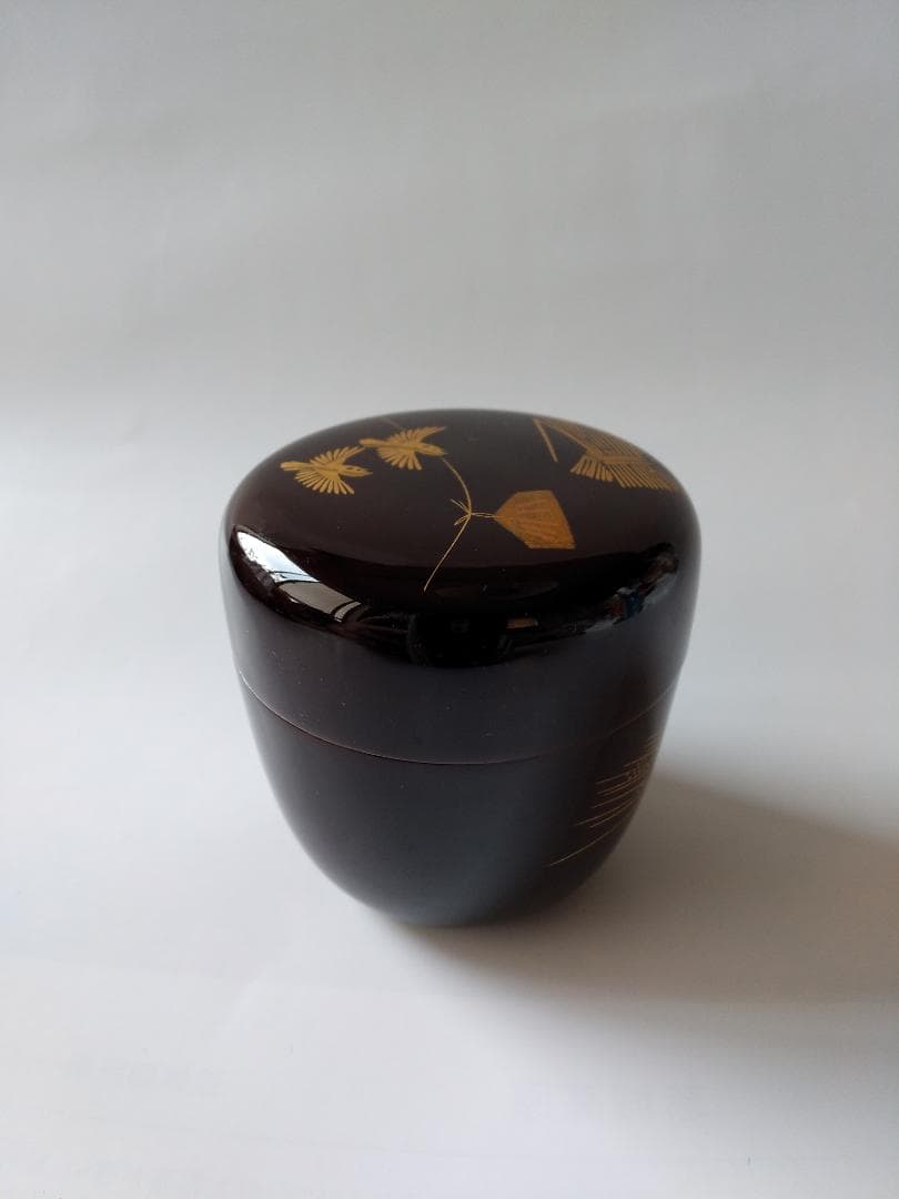茶道具 茶器 溜塗 鳴子蒔絵 中棗 牧田芳祥 漆器 漆芸 抹茶 棗 共箱 新品