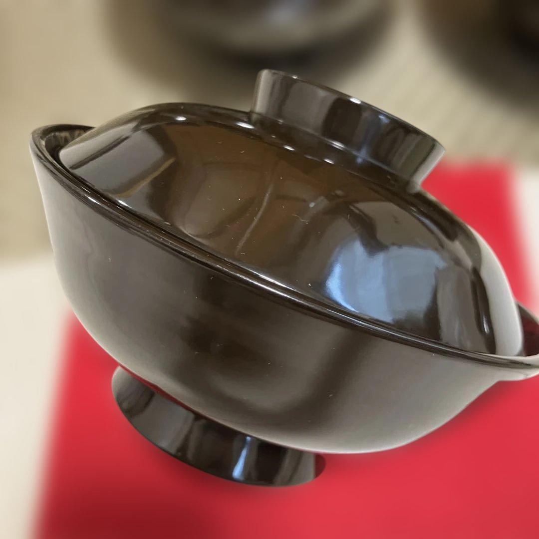 輪島塗椀　千鳥形菊蒔絵椀　煮物椀10客セット焦茶