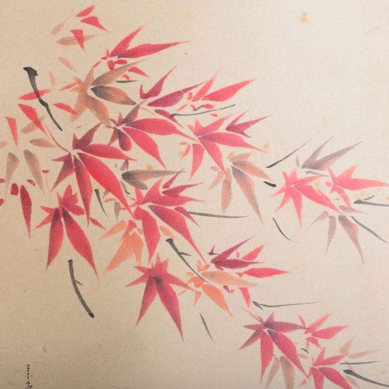 掛軸　紫野　小林太玄書　宗峯画賛　「紅葉の図」　もみじばに　共箱　C　8690A