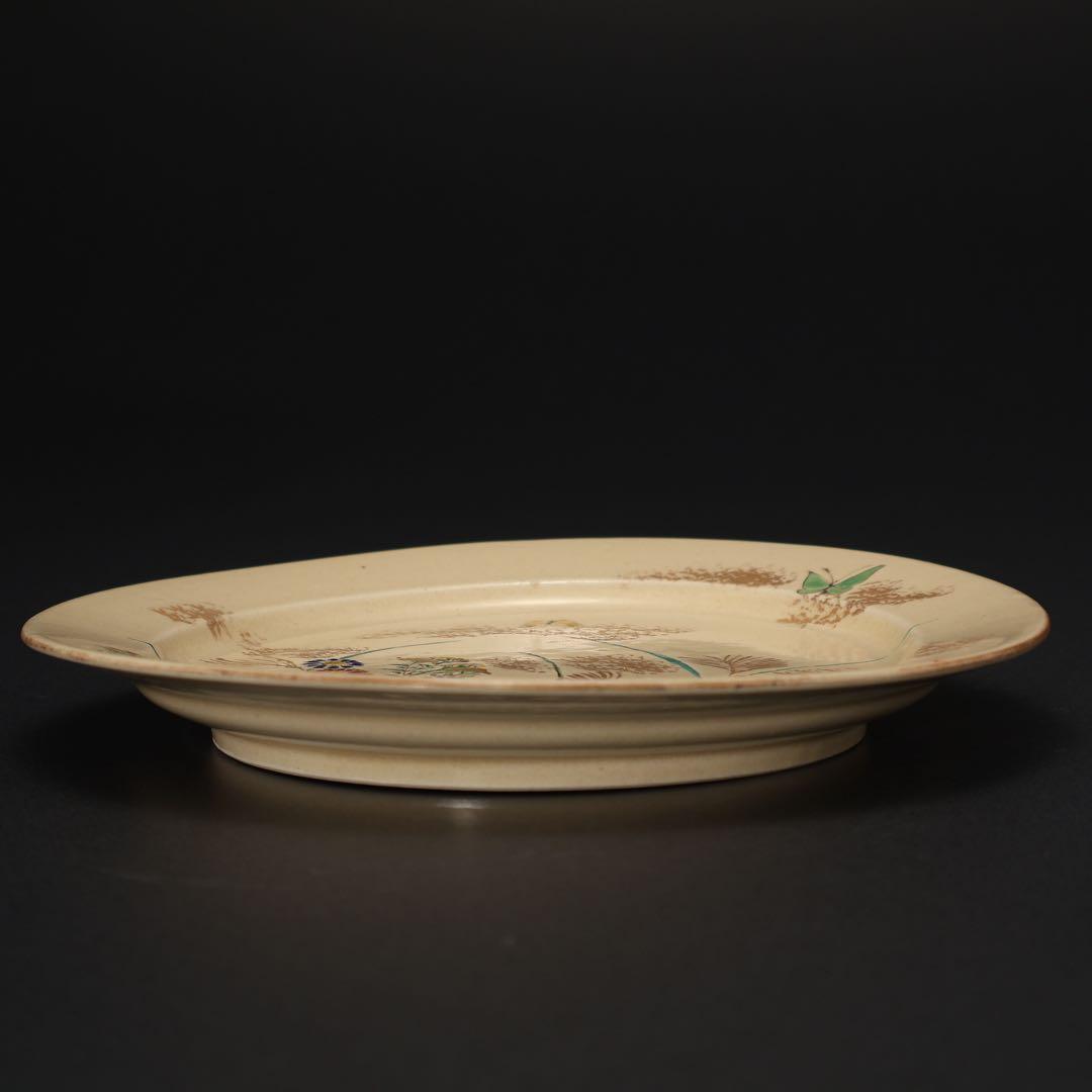 京薩摩　錦光山　秋草図皿10枚組　∅17cm　骨董　R1571ダN2