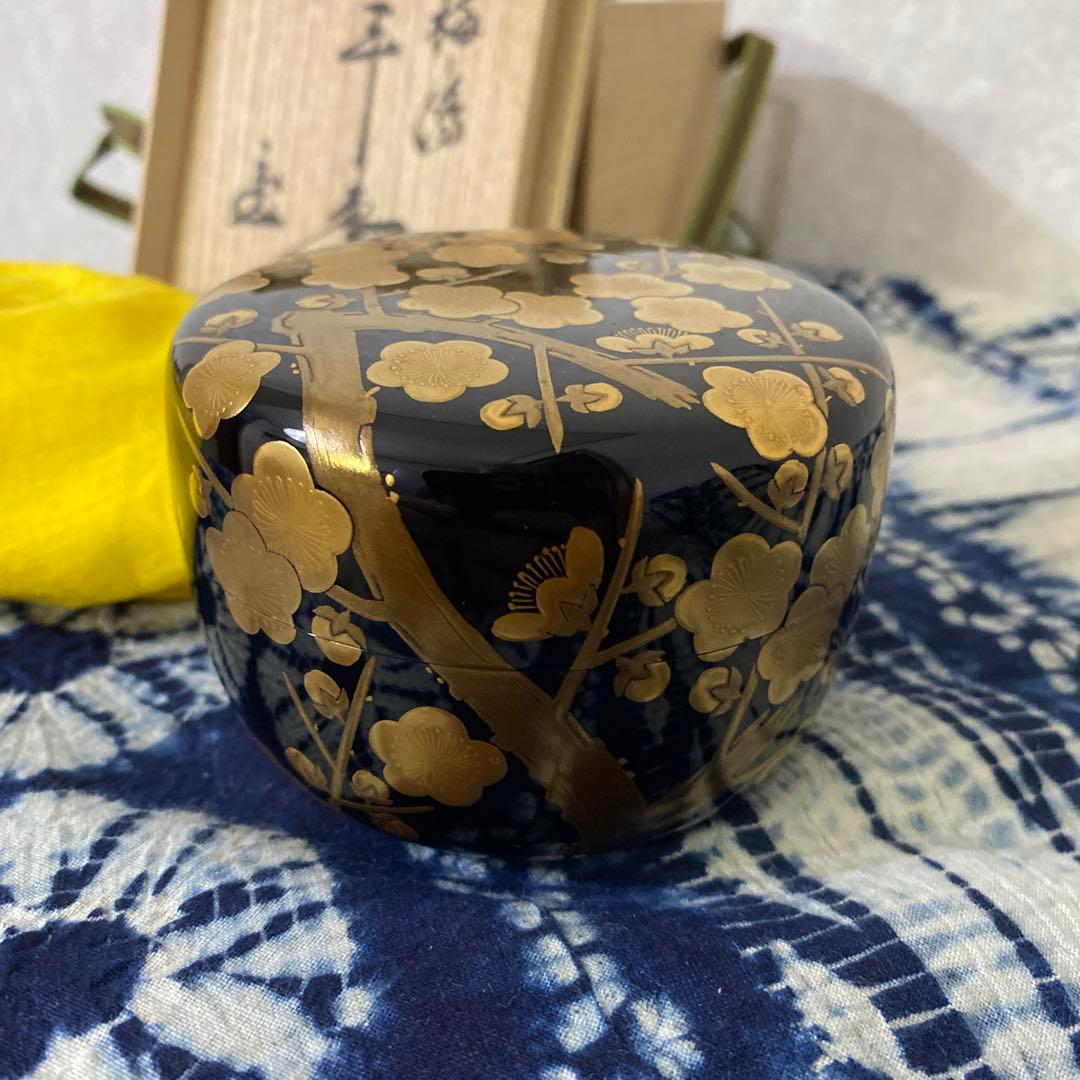 飯田光秋　梅蒔絵平棗　茶道具