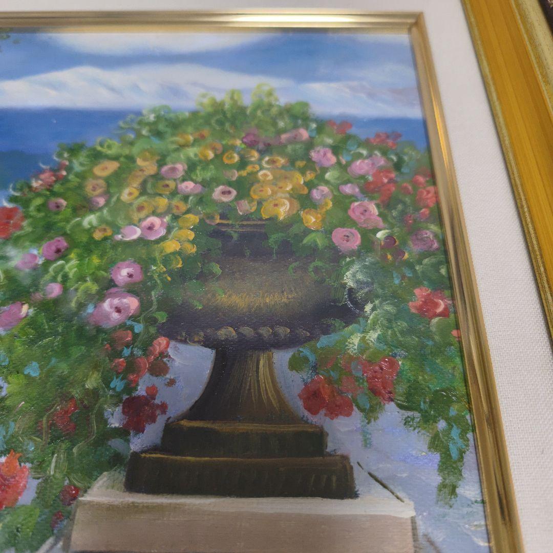 CASSIGNEUL 油彩画 女性と花の風景 カシニョール