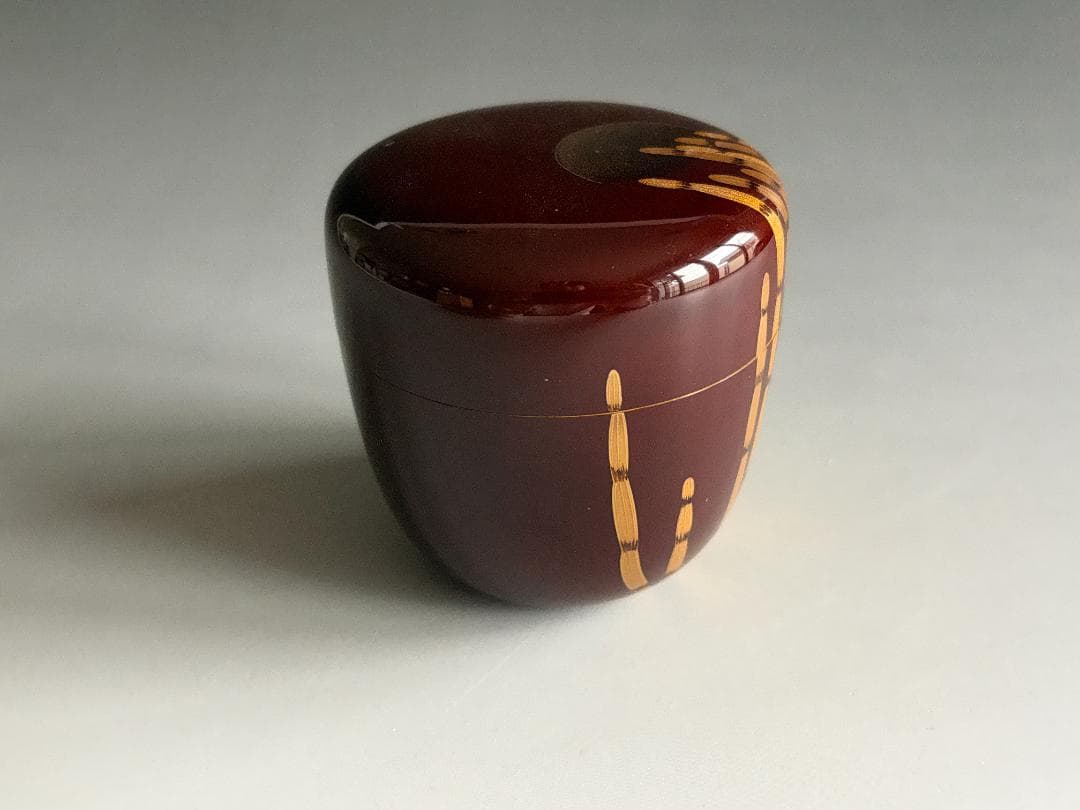 薄茶器　伯峰作　溜木賊蒔絵　大棗　茶道具