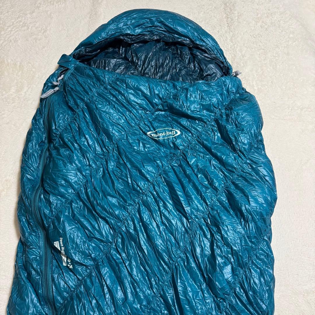 極美品モンベル800FP ダウンハガー800 #3 R/ZIPシュラフ　グリーン
