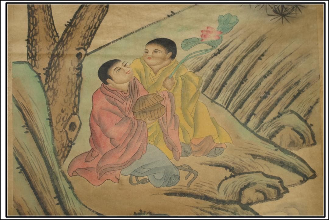 間仕入れ品　中国唐時代の人物図　肉筆絵　激安骨董品 BD148A7-1