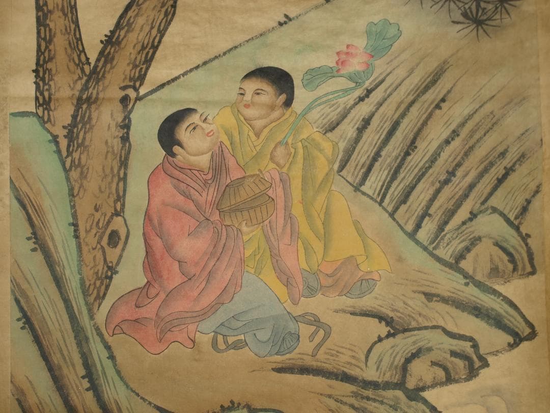 間仕入れ品　中国唐時代の人物図　肉筆絵　激安骨董品 BD148A7-1