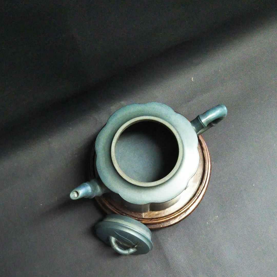 ※中国古美術/緑泥竹林笹竹紋茶壺/(底款:朱可心)【保存箱付】
