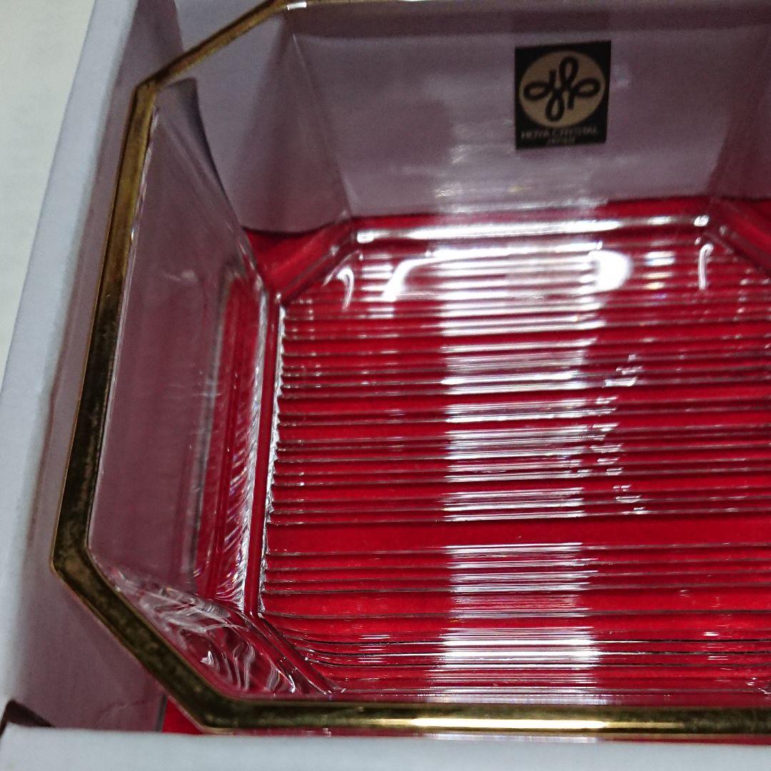 ホヤクリスタル 柾目金彩 角小鉢五客セット2箱未使用品