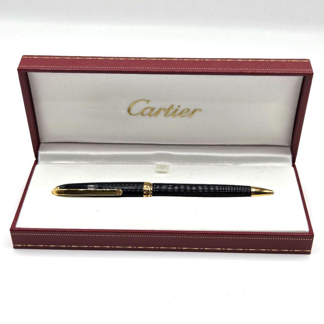 Cartier ボールペン ブラックコンポジット ゴールドプレイテッド ゴドロン