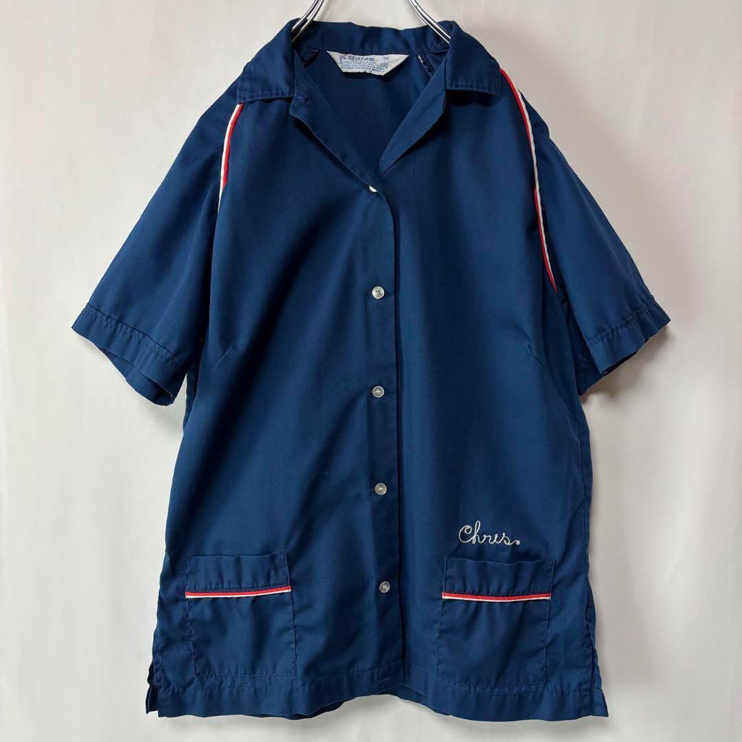 USA製　ヒルトン　ボーリングシャツ　半袖シャツ　サイズ38　ブルー　アメカジ