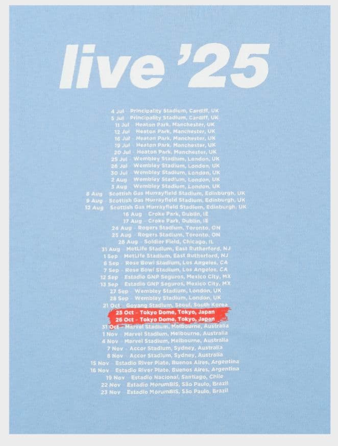 【未開封】oasis live 25 Tシャツ 片仮名マンCカラー Lサイズ