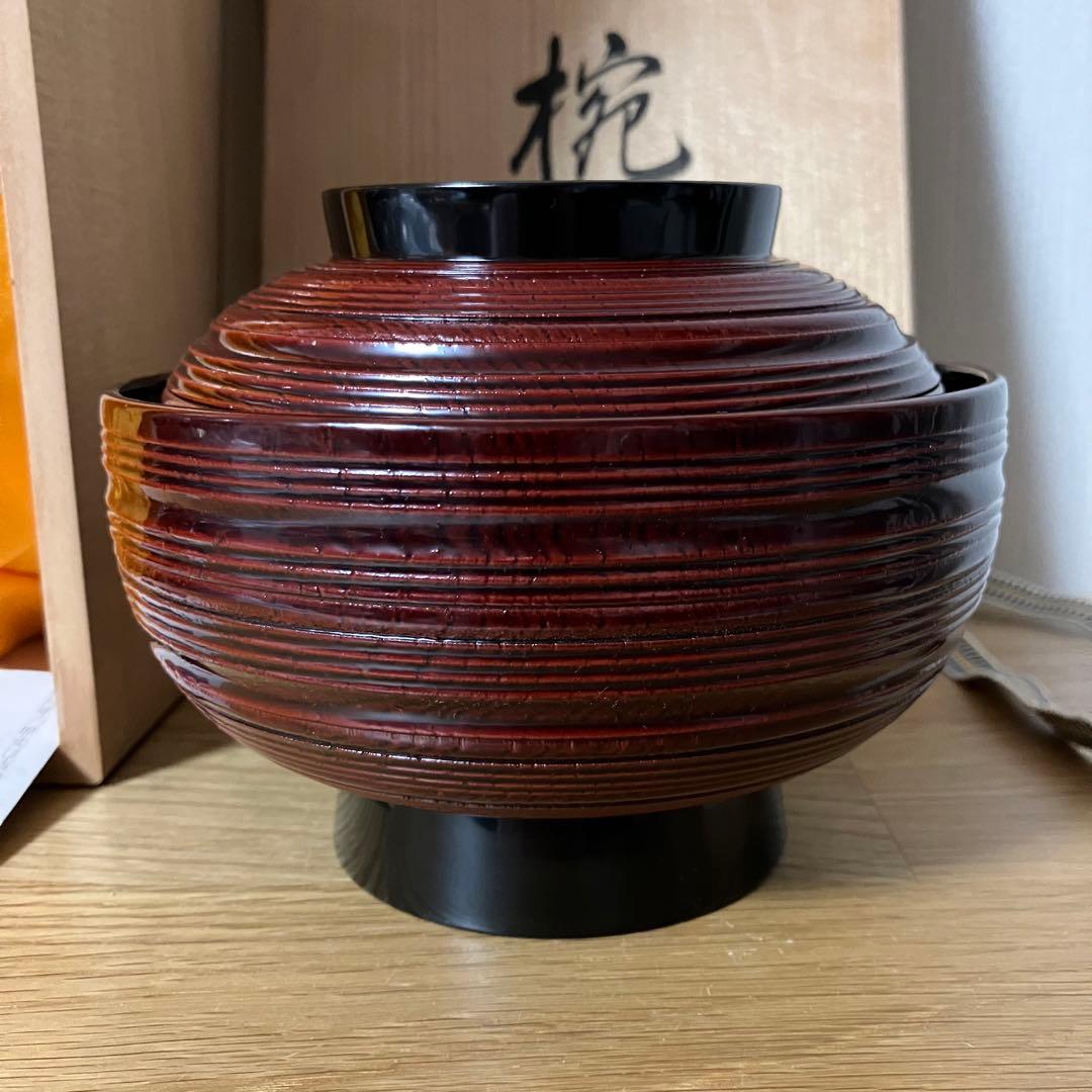 輪島塗 大雅堂謹製 乱れ挽 大椀5客 雑煮椀/丼椀/麺椀/煮物椀 漆器