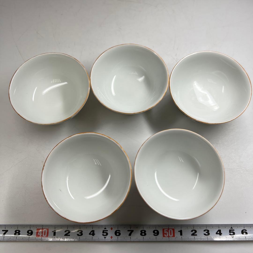 中国清時代　同治年製粉彩　煎茶碗5客　口径約6.5㎝　東Y7-0512②トヒチ