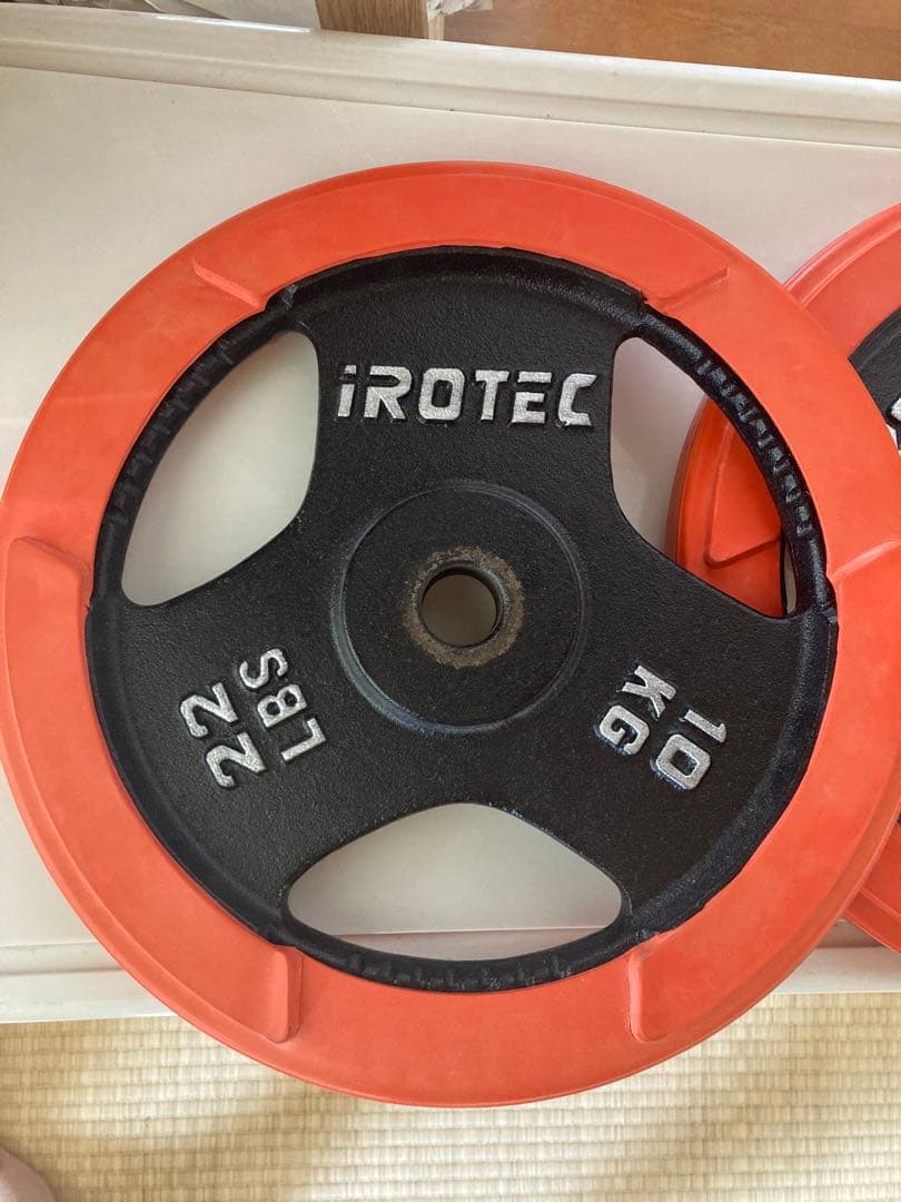 iROTEC 10kg ダンベルプレート 2枚セット (ラバー付き)