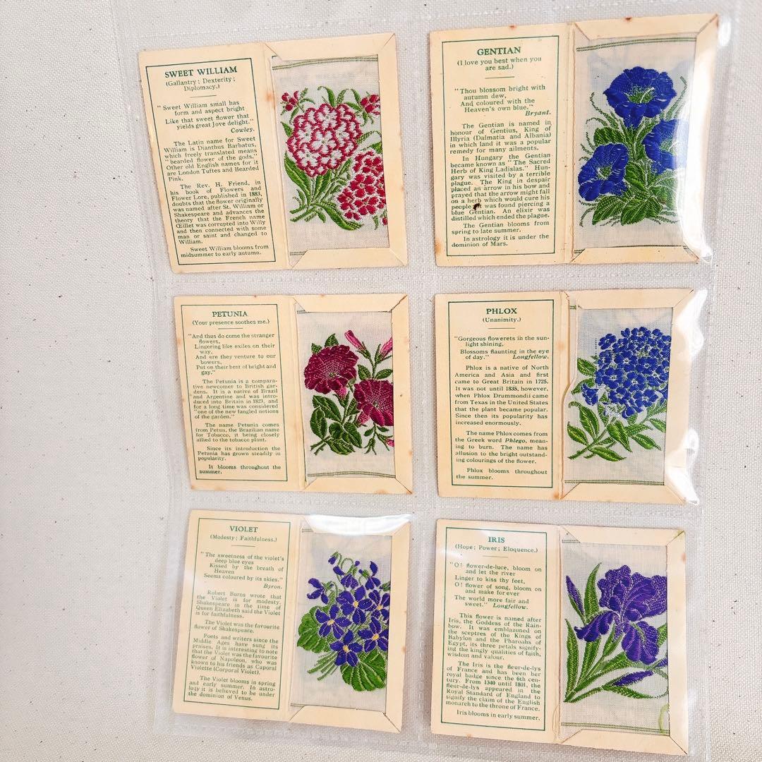 【Bセット】花の刺繍　シガレットカード　Sサイズ 48枚セット
