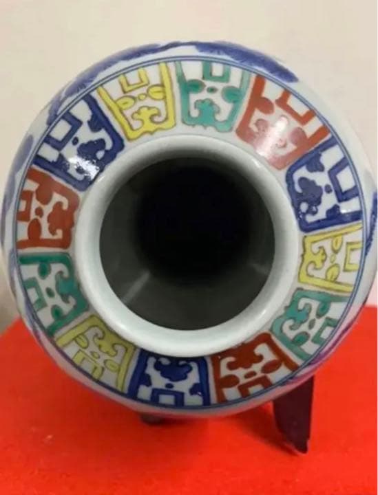 中国明五彩大明隆慶銘花卉人物文瓢箪瓶　骨董古美術アンティーク江戸青磁コレクション