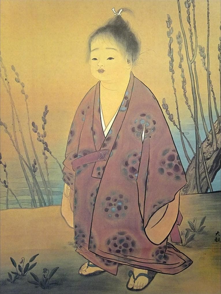 【複製画】掛軸 横山大観『無我』絹本 共箱付 掛け軸 a08266