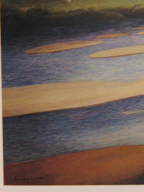 園山幹生、斐伊川の朝、希少画集画、新品高級額・額装付、状態良好