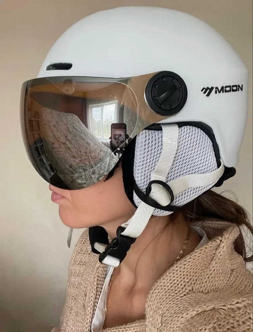 MOON スキー　スノーボード　ヘルメット ブラック L ゴーグル付き