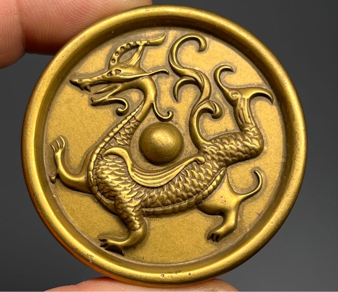 古美術 文鎮 書道具 聖獣 青龍 白虎 朱雀 玄武 厚重 中国 金属工芸 銅