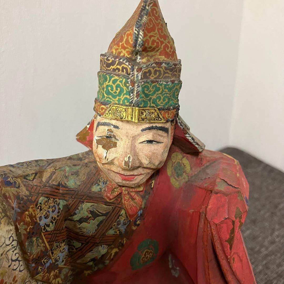奈良一刀彫　名工竹林薫風作　舞楽人形　春日大社　骨董　古道具　奈良蔵出　森川杜園