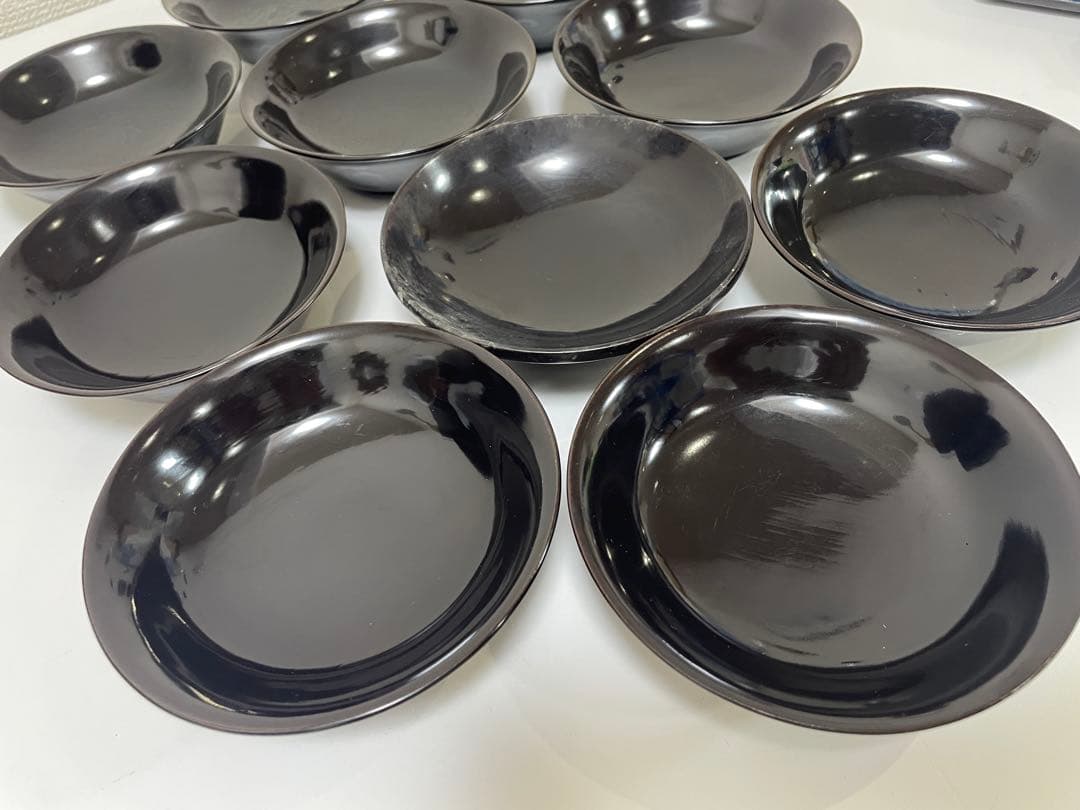黒漆器 黒漆 内黒塗 漆器 吸物 懐石椀 煮物椀 10客 唐草柄 アンティーク