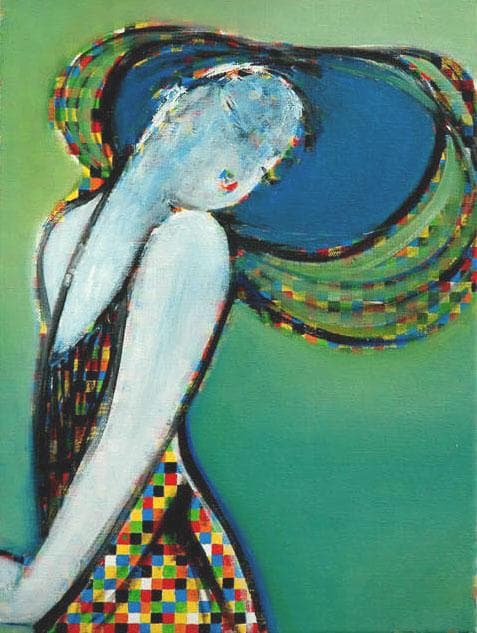 油絵 菅家令子 絵 絵画インテリア 額付(白) uF6-083511 人物 女性