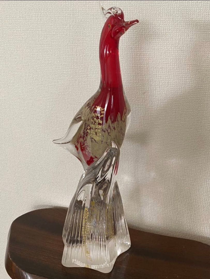 マルティグラすき家　鳥　置物 バード　ガラスオブジェインテリア　高さ48cm