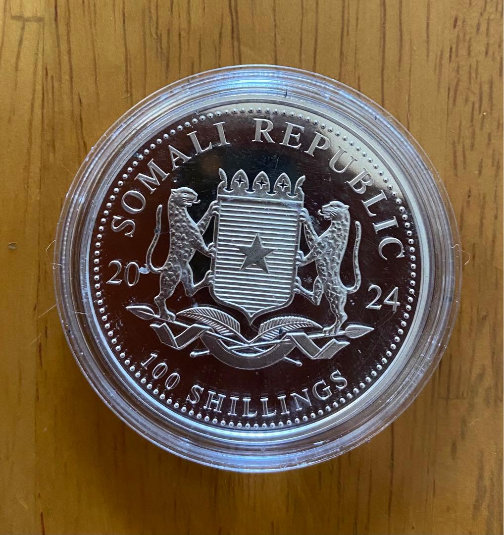 2024年 ソマリアエレファント銀貨　1オンス　99.99 % 銀製