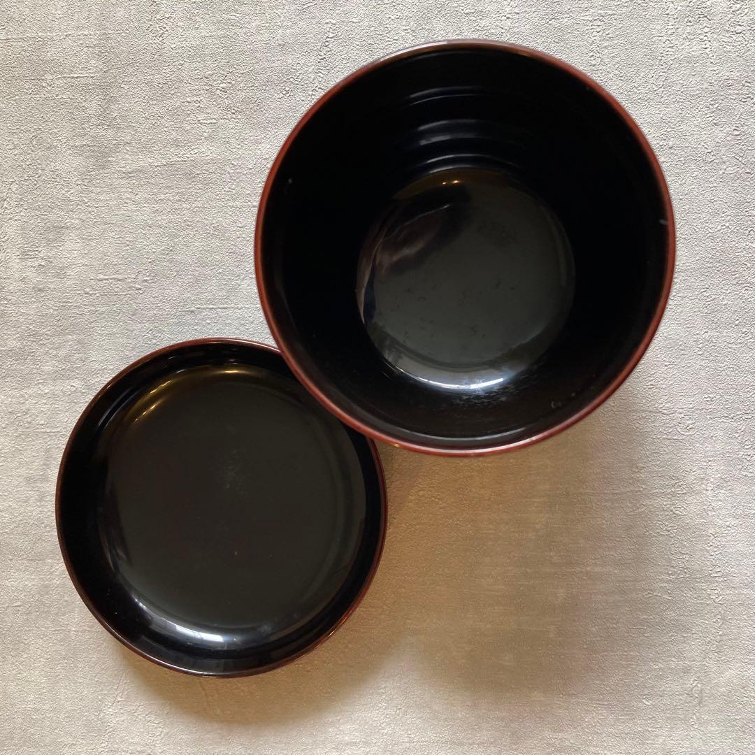 平安象彦 河太郎碗 吸物碗 溜塗　5客セット