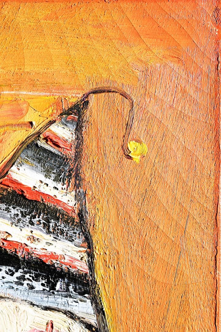 塙賢三 油彩画 「街の道化（祝福）」 F6