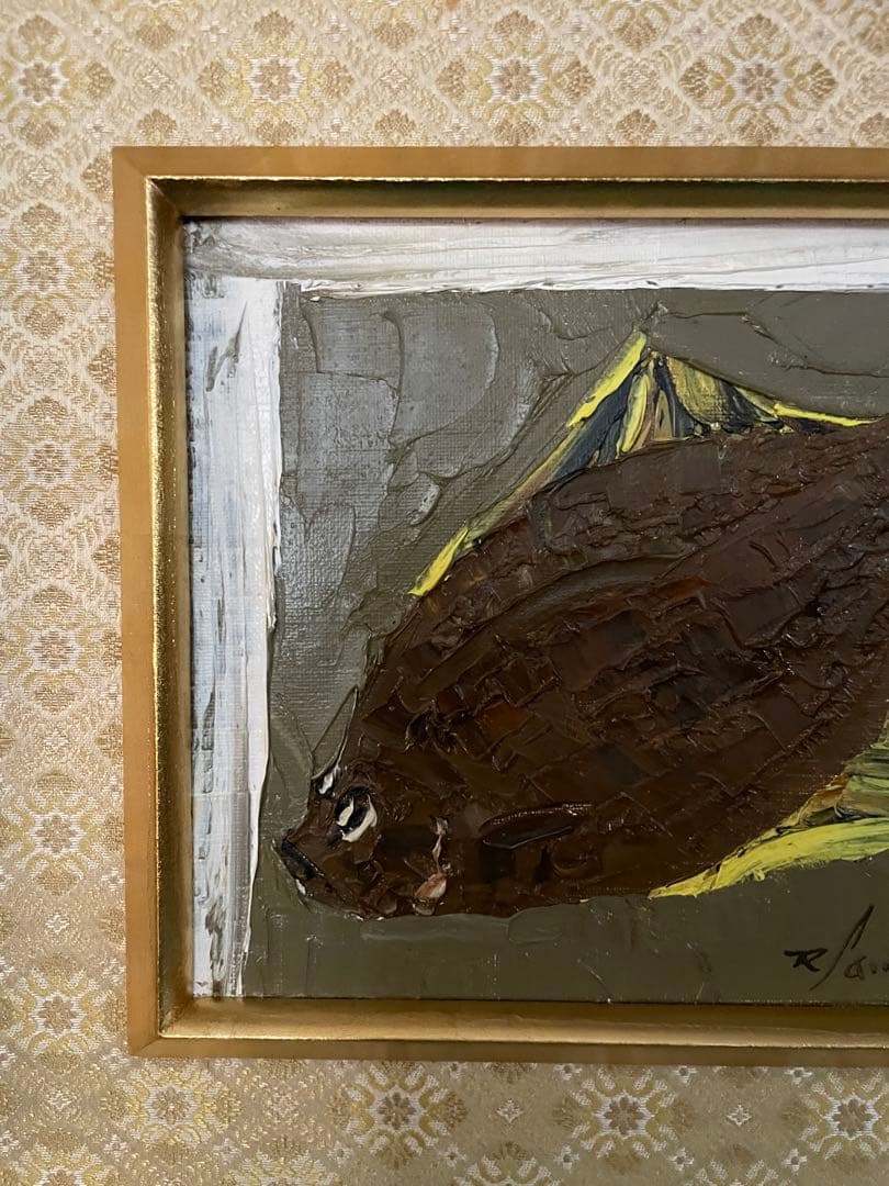 真作保証　佐野隆人　作 油彩画「静物」 額装 三越個展ハガキ付　昭和47年
