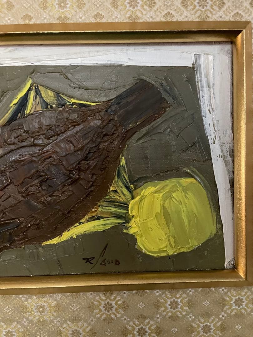 真作保証　佐野隆人　作 油彩画「静物」 額装 三越個展ハガキ付　昭和47年