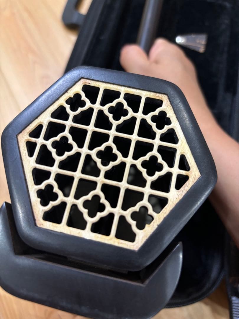 高級骨董黒檀二胡　新品未使用　錦蛇皮タグ付き