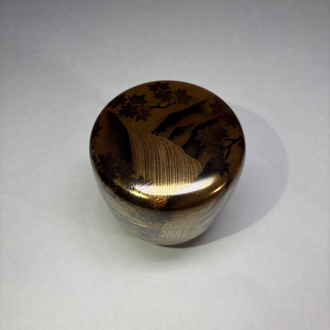 紫香(谷内一則) 研出山水蒔絵　中棗 内梨地(桐箱入)