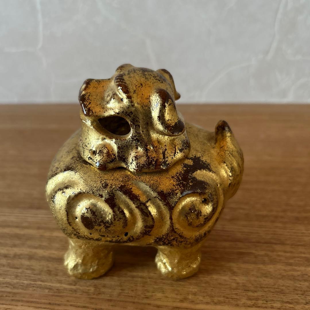 大樋長楽　金濁　向獅子香炉　茶道具