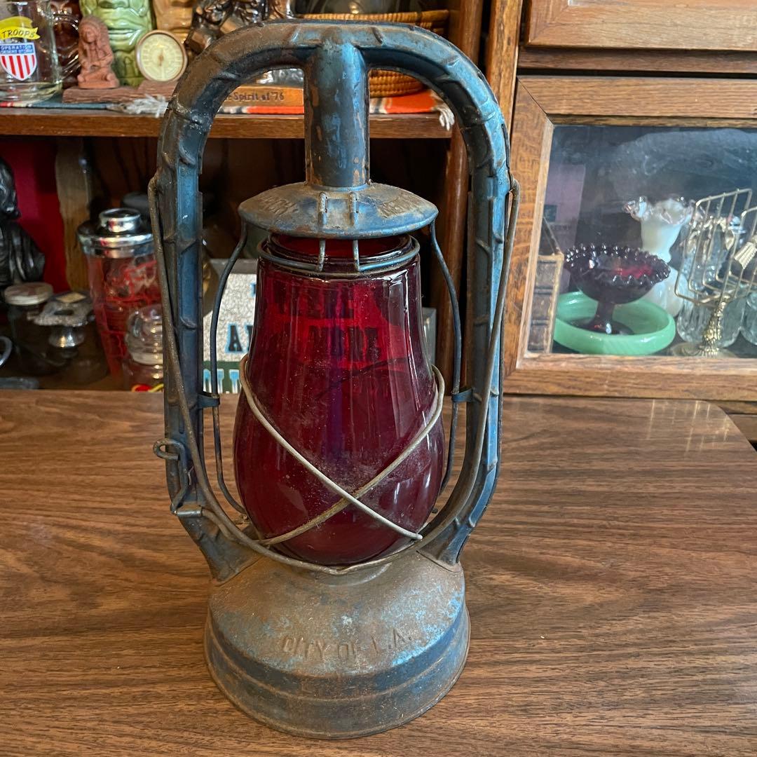 希少品！1900〜20年代〜デイツDIETZ 赤ガラスランタンUSA製ビンテージ