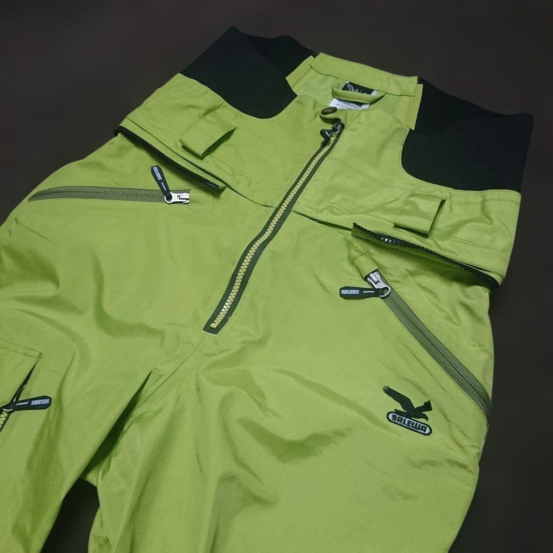 送料無料【SALEWA】日本未発売 ハイウエスト黄緑スノーパンツ M ビブ