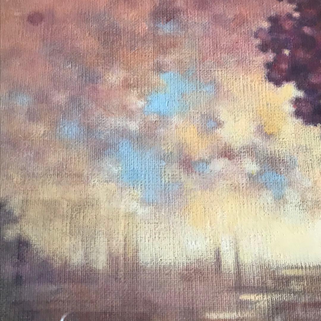 島田武朋「夕照圖」油彩 F4額装 油絵 油画 絵画 C