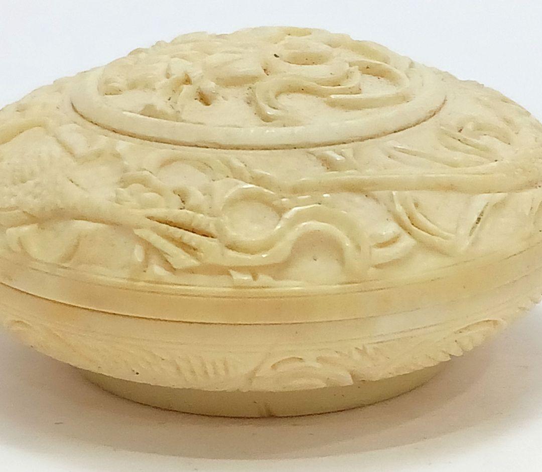 Y3122-65 高級彫刻 雲龍文 香合 33.1g　TTT