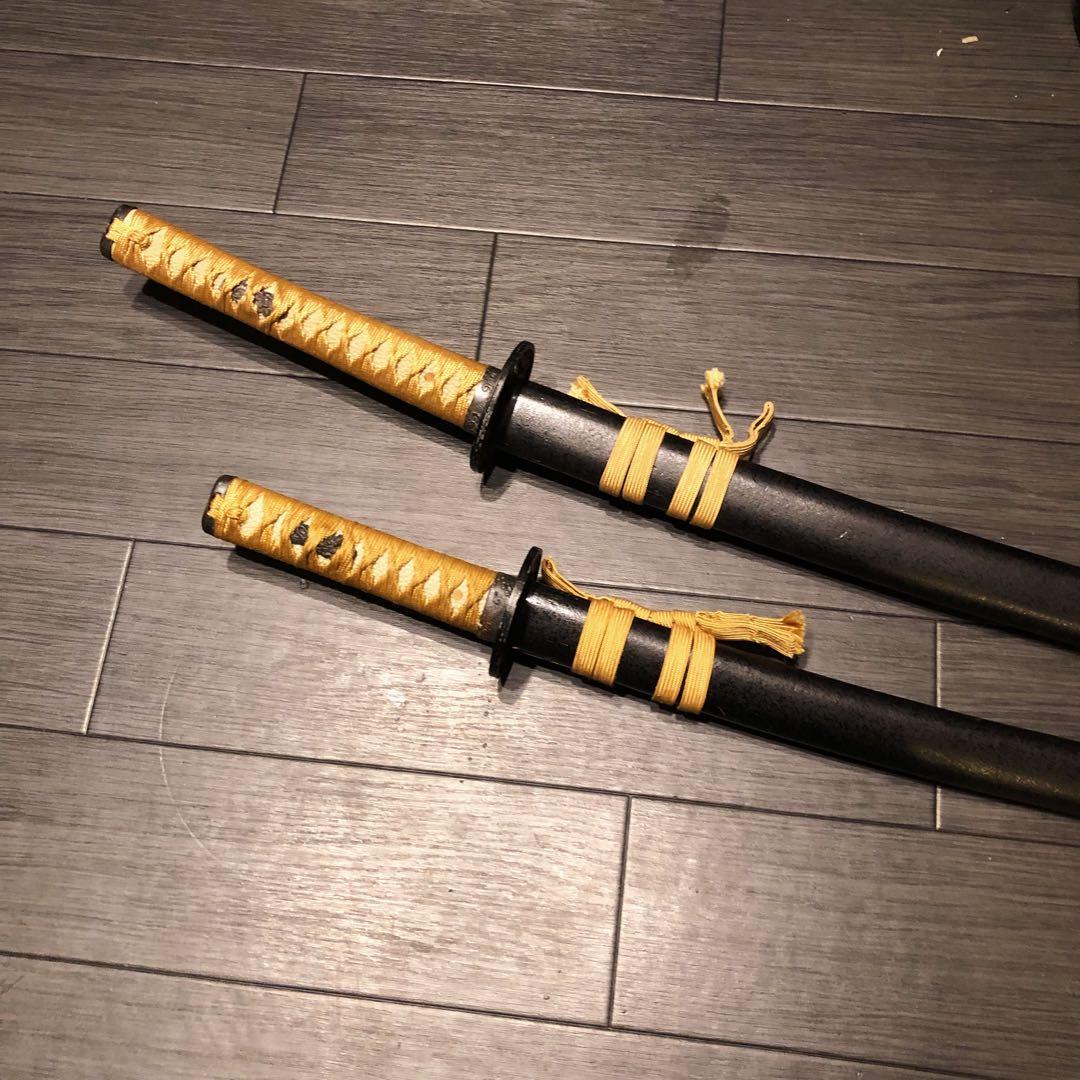 本格模造刀　居合刀　 2本セット　美術刀剣　太刀　脇差　大小セット　茶拵え
