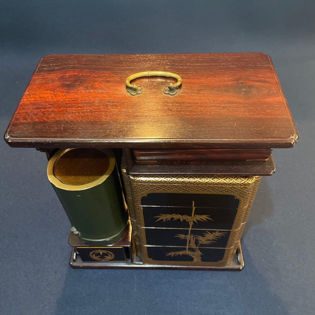 時代物　『野弁当箱』　木製漆器　※状態良好　木箱付　漆器