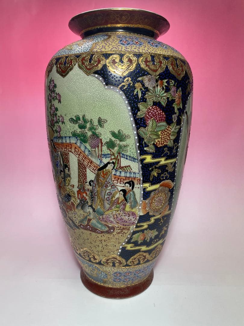 骨董品　大型　花瓶　金装飾　レトロ　壺