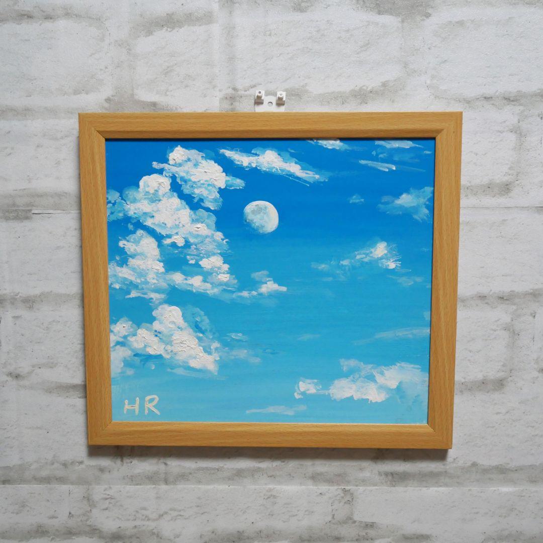 油絵 絵画【真昼の月】