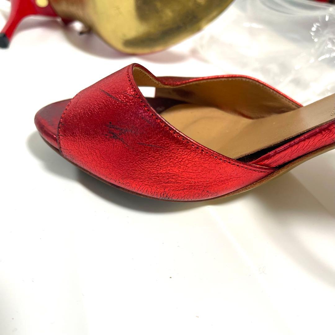 アルゼンチンタンゴシューズコムイルフォー 36レッドメタリックヒール8.5cm