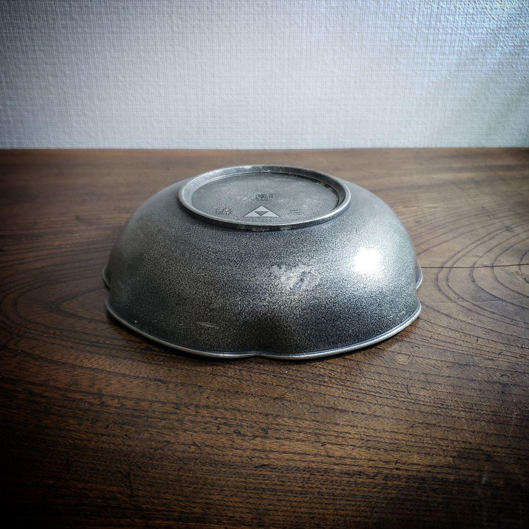 菓子器　錫製　ピューター　小物入れ　トレー　草花　銘　名入り　記念品　本錫