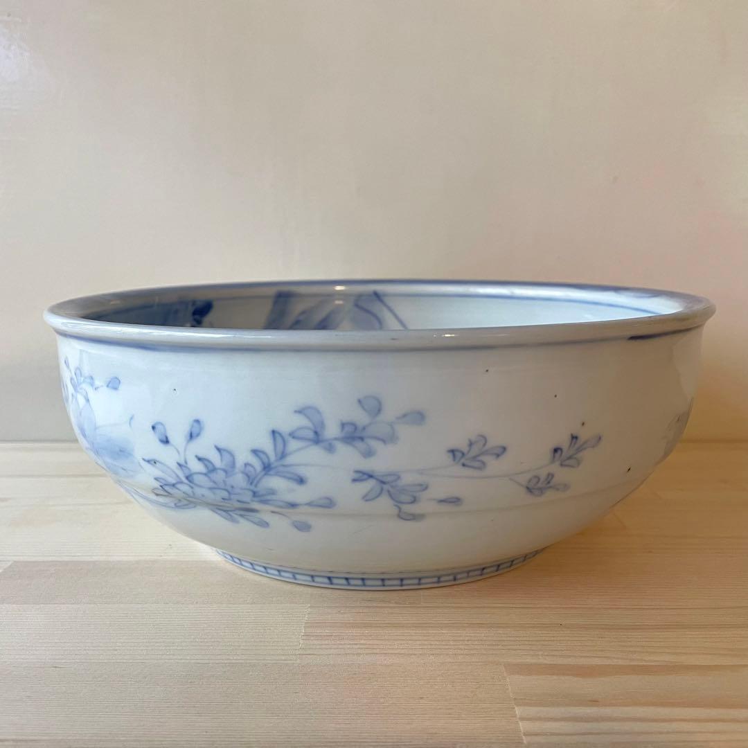 古伊万里 染付 草鳥文 深鉢 呉須 青花