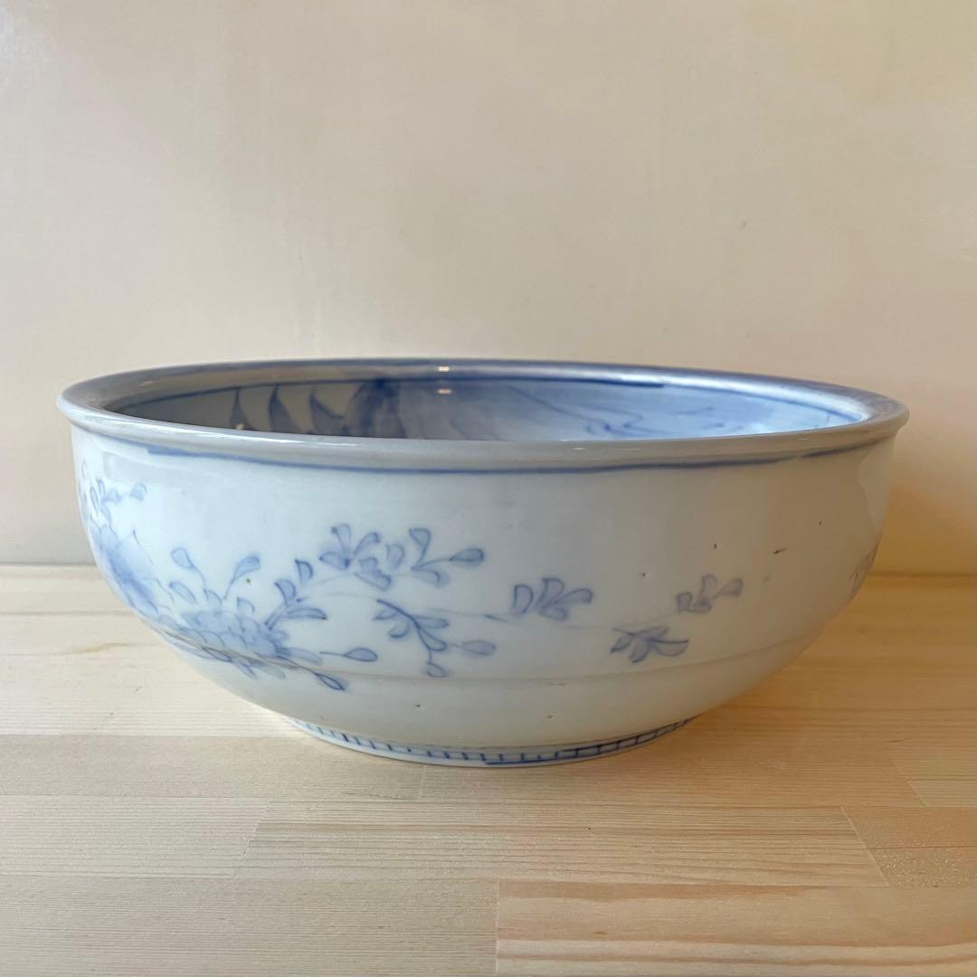 古伊万里 染付 草鳥文 深鉢 呉須 青花